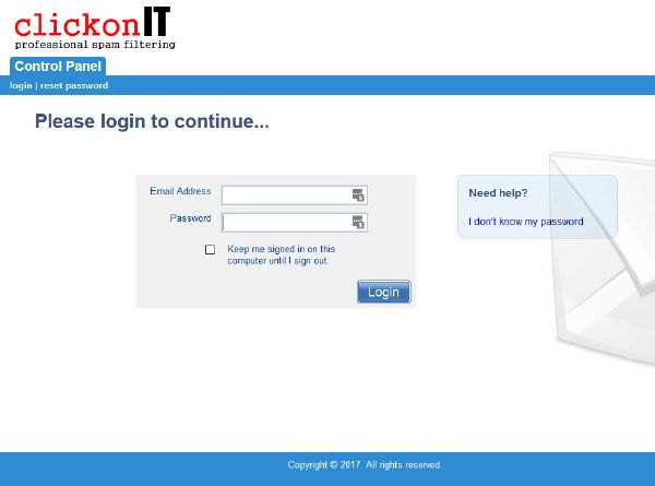 spamfilter login
